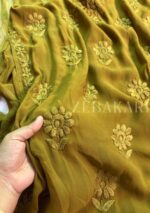 Nazia Viscose 3D Chikankari Long Kurti Set with Dupatta - Mehndi Green - Image 10