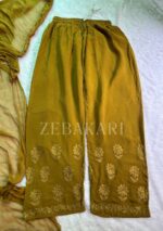 Nazia Viscose 3D Chikankari Long Kurti Set with Dupatta - Mehndi Green - Image 9