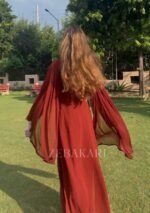 Nazia Viscose 3D Chikankari Long Kurti Set with Dupatta - Dark Brown - Image 8