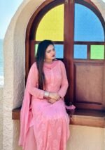 Nazia Viscose 3D Chikankari Long Kurti Set with Dupatta - Pastel Pink - Image 16