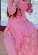 Nazia Viscose 3D Chikankari Long Kurti Set with Dupatta - Pastel Pink - Image 15