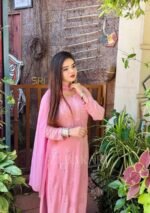 Nazia Viscose 3D Chikankari Long Kurti Set with Dupatta - Pastel Pink - Image 14