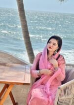 Nazia Viscose 3D Chikankari Long Kurti Set with Dupatta - Pastel Pink - Image 3