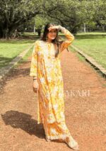 Ruby Mulmul Chikankari Printed 2 PC Long Kurta Set - Yellow
