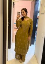 Nazia Viscose 3D Chikankari Long Kurti Set with Dupatta - Mehndi Green - Image 2