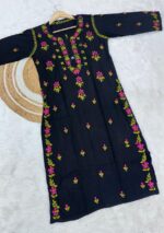 Heer Black Chikankari Rayon Long Kurti - Image 3