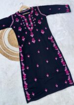 Heer Black Chikankari Rayon Long Kurti - Image 6