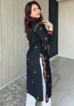 Heer Black Chikankari Rayon Long Kurti - Image 8