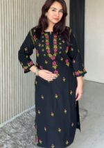 Heer Black Chikankari Rayon Long Kurti - Image 7