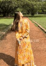 Ruby Mulmul Chikankari Printed 2 PC Long Kurta Set - Yellow - Image 2