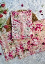 Ruby Mulmul Chikankari Printed 2 PC Long Kurta Set - Pink - Image 2