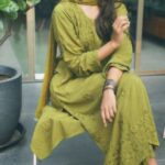 Palak Chikankari Rayon Long Kurti Set with Dupatta - Matcha Green