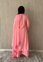 Palak Chikankari Rayon Long Kurti Set with Dupatta - Peach - Image 4