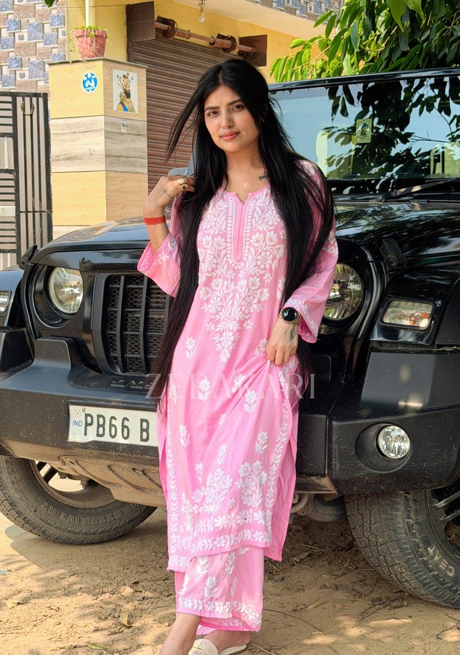 2026/04/1001967298.jpg Alia Rayon Chikankari 2PC Long Kurta Set - Image 1