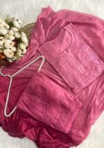 Sahiba Chanderi Chikankari Ombre 3 PC Long Kurta Set - Image 5