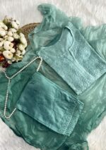 Sahiba Chanderi Chikankari Ombre 3 PC Long Kurta Set - Image 6
