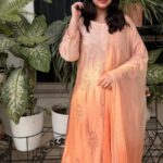 Sahiba Chanderi Chikankari Ombre 3 PC Long Kurta Set