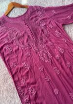 Nikhat Viscose Chikankari Mukesh work 2PC Long Kurta Set - Image 5