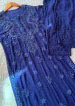 Nikhat Viscose Chikankari Mukesh work 2PC Long Kurta Set - Image 3