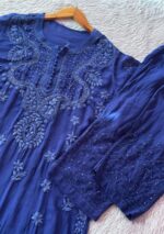 Nikhat Viscose Chikankari Mukesh work 2PC Long Kurta Set - Image 4