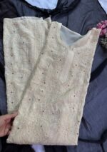 Dia Viscose Resham Jaal Chikankari 3pc Set- Milky Off White - Image 4