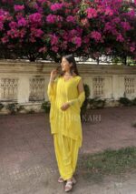 Farshi Shalwar Modal Chikankari 3pc Suit- Yellow - Image 10