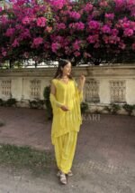 Farshi Shalwar Modal Chikankari 3pc Suit- Yellow