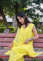 Farshi Shalwar Modal Chikankari 3pc Suit- Yellow - Image 6