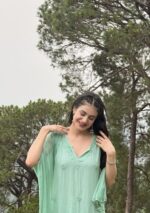 Farshi Shalwar Modal Chikankari 3pc Suit- Sage Green - Image 4