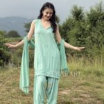 Farshi Shalwar Modal Chikankari 3pc Suit- Sage Green