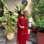 Nikhat Viscose Chikankari and Mukesh Work 3pc Set- Dark Red