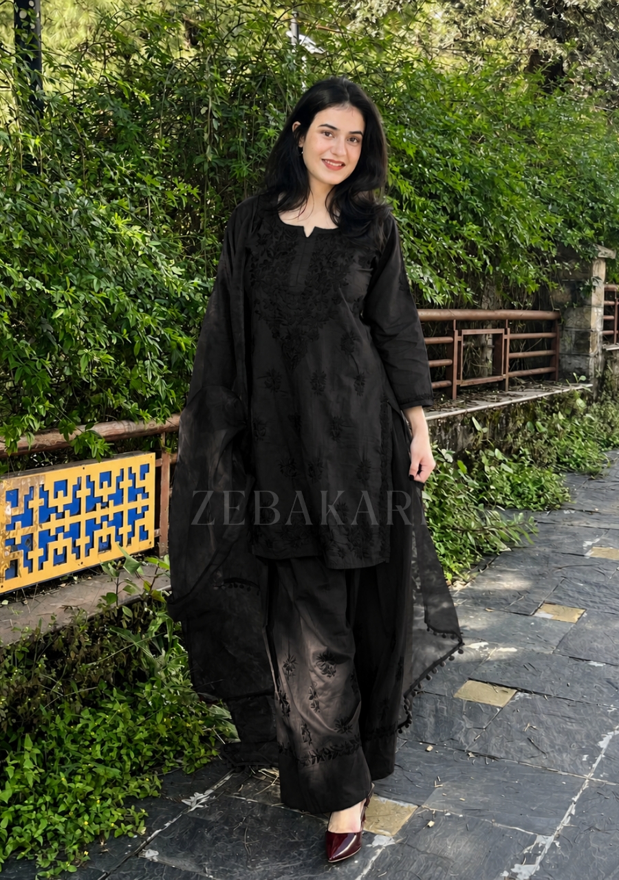 20260516_124629_0000 Mehrunnisa Chikankari Farshi Shalwar Suit- Black - Image 1
