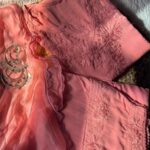 Farshi Shalwar Modal Chikankari 3pc Suit- Salmon Peach