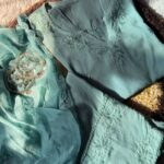Farshi Shalwar Modal Chikankari 3pc Suit- Teal Green