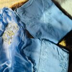 Farshi Shalwar Modal Chikankari 3pc Suit- Sky Blue
