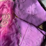 Farshi Shalwar Modal Chikankari 3pc Suit- Lavender
