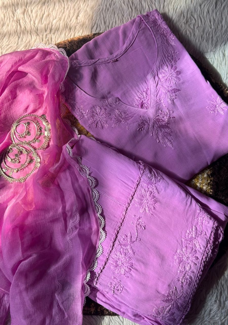 28_20260520_202707_0027 Farshi Shalwar Modal Chikankari 3pc Suit- Lavender - Image 1