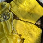 Farshi Shalwar Modal Chikankari 3pc Suit- Yellow