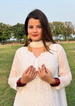Dia Viscose Resham Jaal Chikankari 3pc Set- White - Image 2