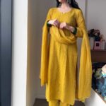 Dia Viscose Resham Jaal Chikankari 3pc Set- Yellow
