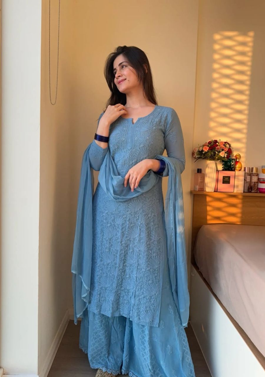 5_20260520_202706_0004 Dia Viscose Resham Jaal Chikankari 3pc Set- Sky Blue - Image 1