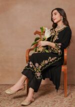 Heer Rose Chikankari Modal Long Kurti – Black - Image 2