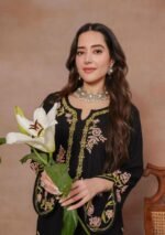 Heer Rose Chikankari Modal Long Kurti – Black