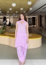 Farshi Shalwar Modal Chikankari 3pc Suit- Baby Pink - Image 4