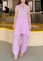 Farshi Shalwar Modal Chikankari 3pc Suit- Baby Pink - Image 2