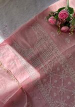 Exclusive Mal Chanderi Silk Chikankari Unstitched Fabric -Blush pink - Image 5