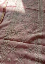 Exclusive Mal Chanderi Silk Chikankari Unstitched Fabric -Blush pink - Image 3