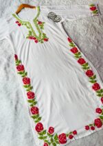 Heer Rose Chikankari Modal Long Kurti – White - Image 3