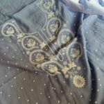 Exclusive Mal Chanderi Silk Chikankari Unstitched Fabric - Baby Blue