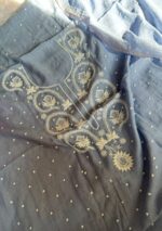 Exclusive Mal Chanderi Silk Chikankari Unstitched Fabric - Baby Blue